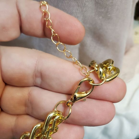 CHUNKY HEART❤ LOCKET DOUBLE CHAIN NECKLACE - Picture 10 of 16